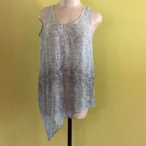 Eileen Fisher Asymmetrical Silk Side Drape Shell